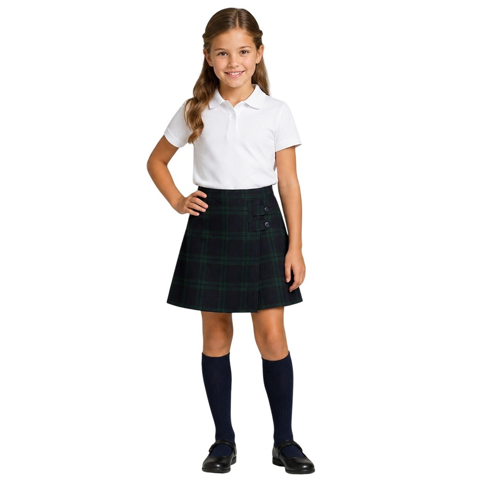Dennis Uniform Girls Plaid Double Tab Pleated Skort G8 Preppy Academia